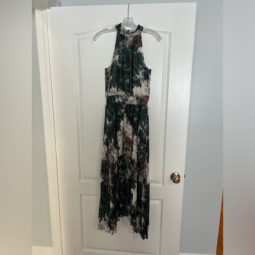White House Black Market Maxi Dress Maroon and Green